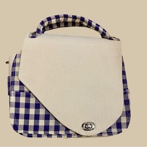 Checkered Cream and Blue Women's Bag